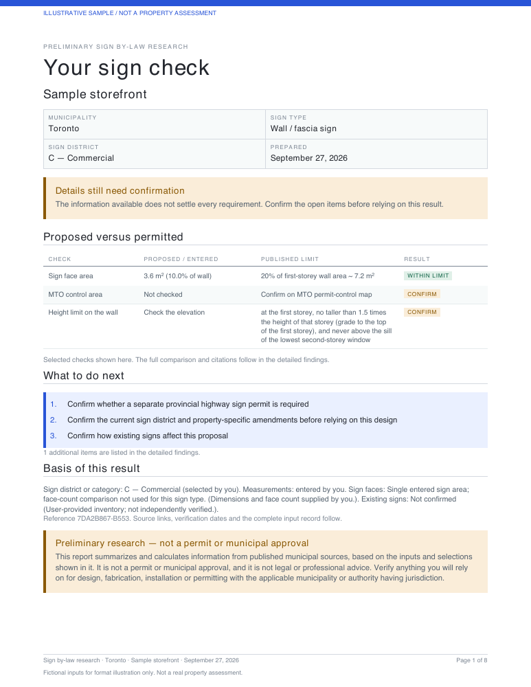 First page of the illustrative full research report